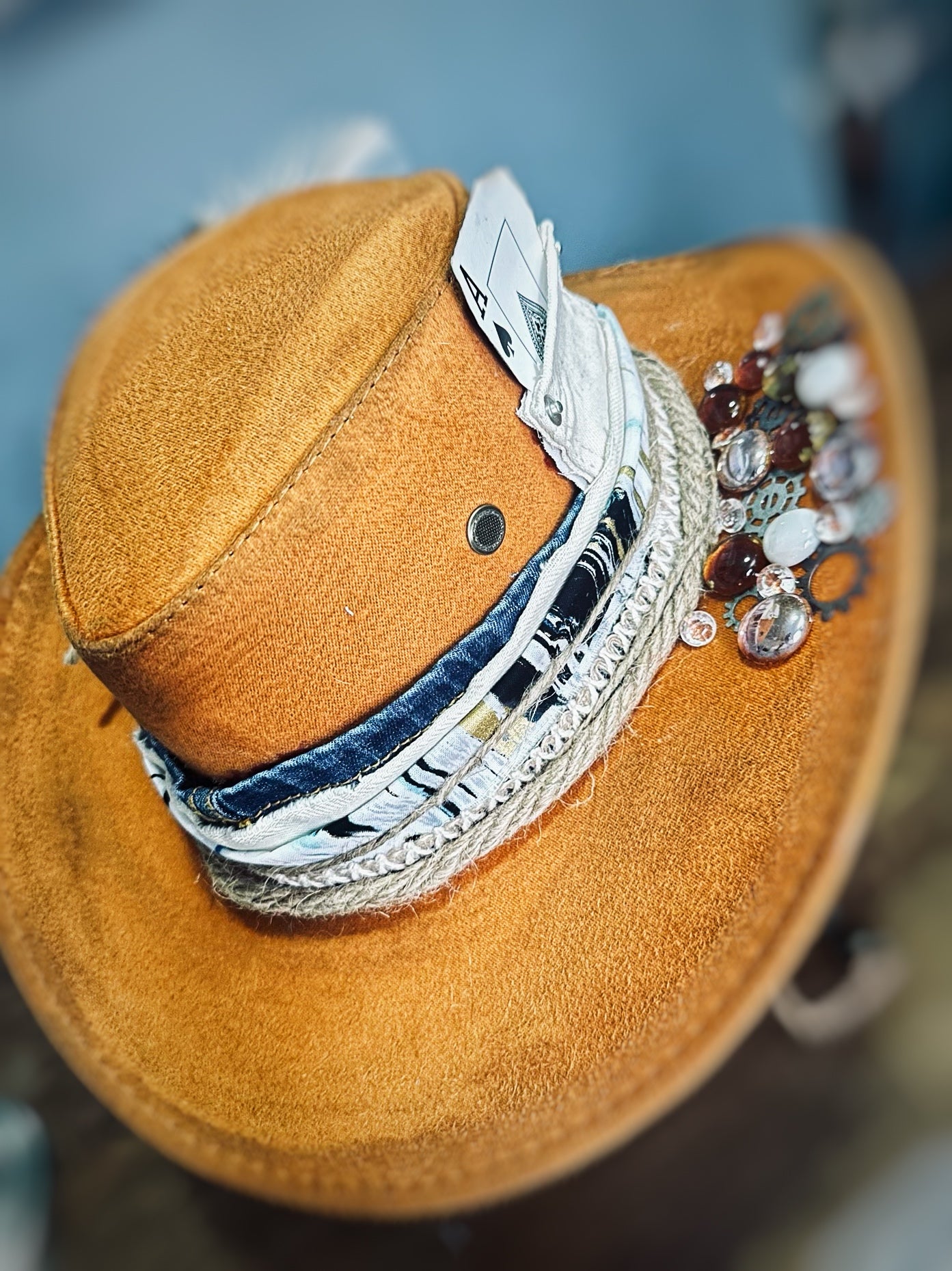 Blue and Tan cowboy hat