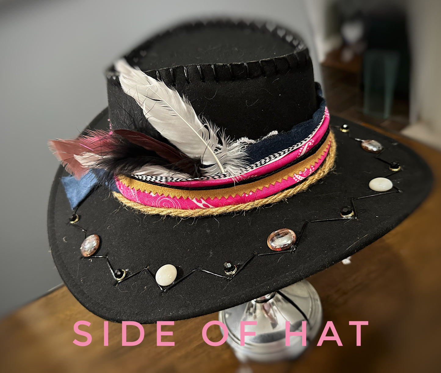 Black and pink cowboy hat